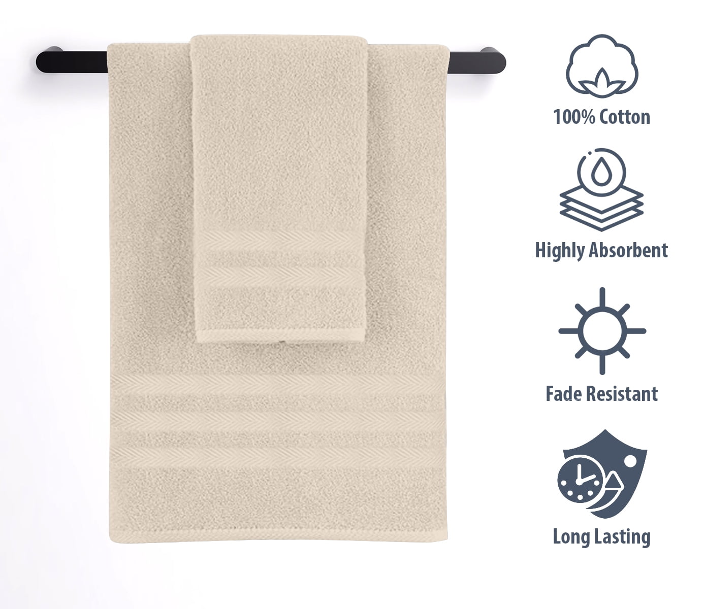 Nautica - 6 Piece Bath Towels, Absorbent & Fade Resistant Cotton Towel Set,  Fashionable Bathroom Decor (Oceane White, 6 Piece)