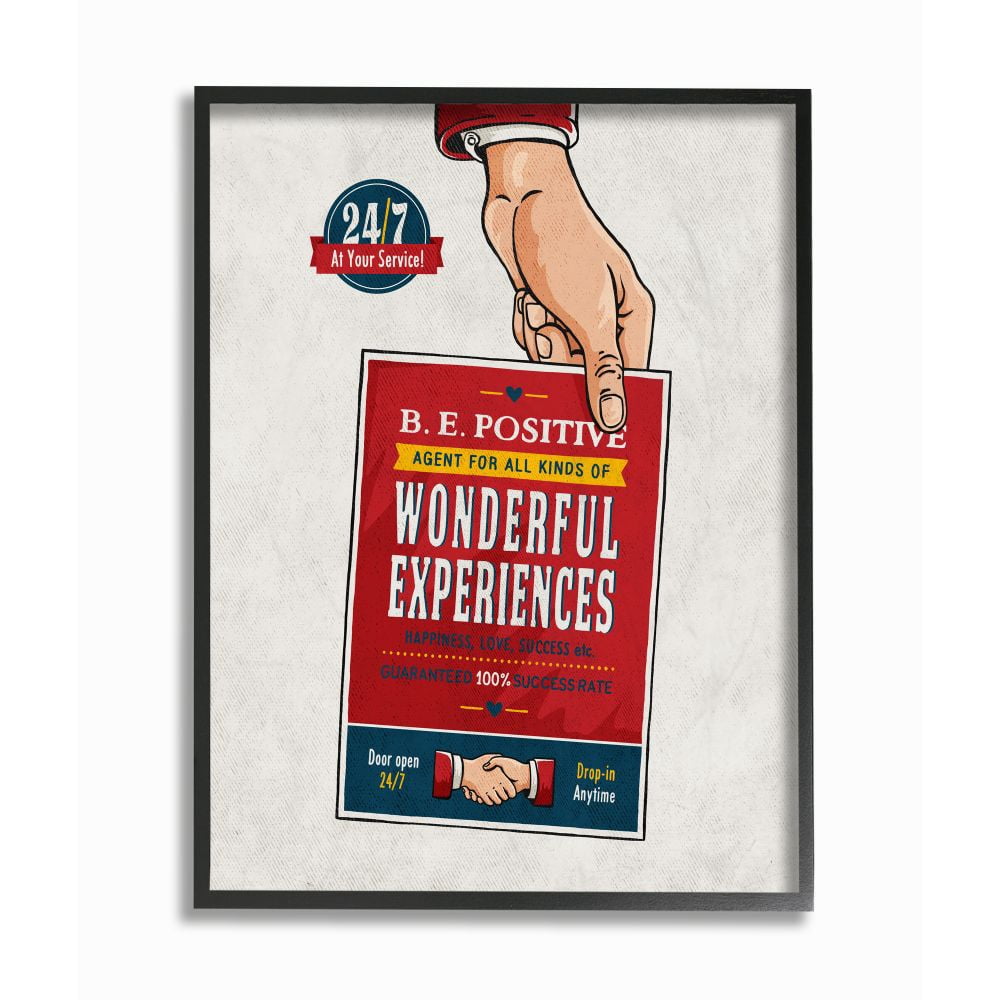 Stupell Industries Be Positive Inspirational Vintage Comic Book Design Framed Wall Art by Ester Kay