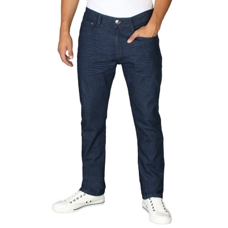 Slim Fit Jeans - RD Men's Light Distressed Slim Fit Denim Jeans-38 X 32 (36W x 32L, Dk Blue Stone)