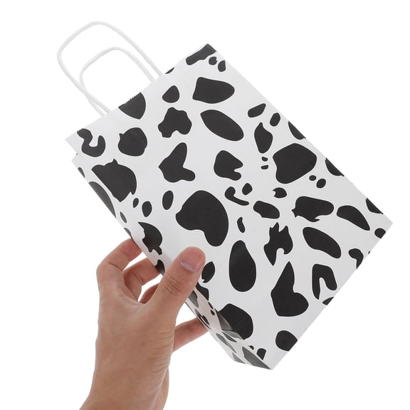 RENACLIPY 12Pcs Cow Print Gift Bag for Farm Themed Celebrations Paper Bags with Assorted Color Design