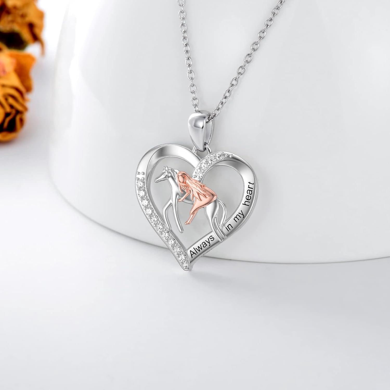 SOULMEET Horse Pendant Necklace Sterling Silver for Women Equestrian Pendant Embrace Horse Jewelry