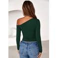 thumbnail image 4 of Remera PRETTYGARDEN Mujer Manga Larga Verde Oscuro Hombros Descubiertos, 4 of 8