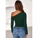 thumbnail image 4 of Remera PRETTYGARDEN Mujer Manga Larga Verde Oscuro Hombros Descubiertos, 4 of 8