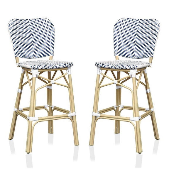 Furniture of America Adino Aluminum Patio Bar Chair in Black (Set of 2)