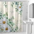 thumbnail image 2 of Daisy Eucalyptus Leaves Shower Curtain, Floral Spring Vintage Countryside Waterproof Shower Curtain Set with 12 Hooks Lightweight Bath Curtains Fabric Bathroom Decor 36x72 Inches, 2 of 9