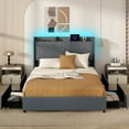 thumbnail image 2 of Gymax Queen Size Bed Frame w/LED Lights Charging Station 2 Storage Pockets & 4 Drawers, 2 of 10