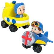 CoComelon 4" Vehicle Toys 2-Pack Officially Licensed Mini JJ in Yellow Submarine and Blue Plane