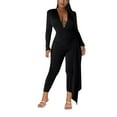 thumbnail image 7 of Ahabrexf Sets for Women Sexy Jumpsuits for Women Women's Solid Color Sexy V-Neck High Elasticity Jumpsuit Set Sexy Jumpsuits for Women, 7 of 7