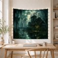 thumbnail image 5 of Farmhouse Beside a Foggy Swamp with Windmill and Bridge, Eerie Rustic for Nature Lovers, Wetland Home Decor, Housewarming Gift, Tapestry Wall Hanging for Bedroom and Den, 5 of 7