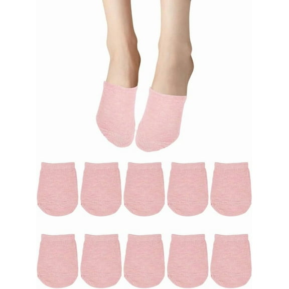 5 Pair Half Socks 115x85x1.5mm Pink Polycotton Toe Topper Non Slip Low Cut Socks for Women clogs slippers and high heels Light Coral