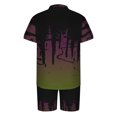 thumbnail image 4 of Traje deportivo de manga corta con cremallera y estampado de pintura informal para hombre Pompotops oipoqjl51490, 4 of 5