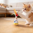 thumbnail image 4 of Gato interactivo de madera con balanceo para gatos de interior, se endereza solo, con sombrero y, 4 of 4