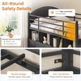thumbnail image 4 of Low Loft Bed Twin Size with 8 Storage Drawers and LED Lights, Metal Loft Bed Frame with Bookcase Storage, Safety Guardrail and Under-Bed Play Space, Black, 4 of 9
