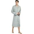 thumbnail image 2 of HEARTNICE Mens Robe 100% Cotton, Soft Lightweight Knit Spa Long Bathrobe,(Grey,S-M), 2 of 5