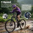 thumbnail image 3 of Electric Bike for Adults with 26" tire, 749W Peak Motor ebike 20MPH 40Mi Range, 432Wh Removable Battery Electric Mountain Bike, 7-Speed,UL2849,Class 2, 3 of 10