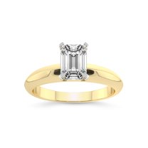 2 Carat IGI Certified Emerald Shape Lab Grown Diamond Engagement Ring | 14K Yellow Gold |Eloise Solitaire Knife Edge Lab Diamond Ring | FG-VS1-VS2 Quality Friendly Diamonds