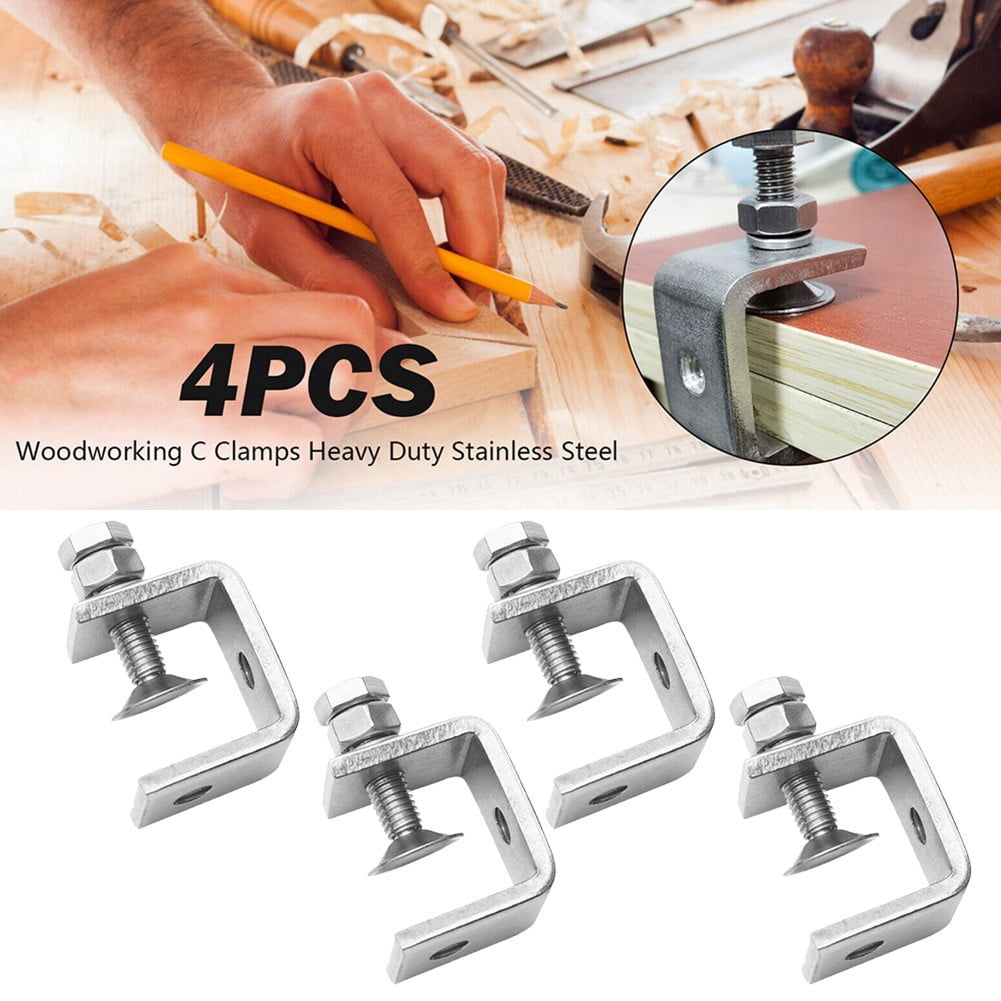 4Pcs Stainless Steel C Clamps Tiger Clamp For Mounting U Clamps Small Desk Clamp