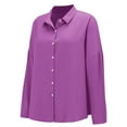 thumbnail image 5 of Tiqkatyck Womens Summer Tops for Women Trendy Women's Single Breasted Pleated Lapel Collar Shirt Women's Solid Color Sleeve Top Linen Shirts for Women Going Out Button Down Shirt Purple XXXXL, 5 of 9