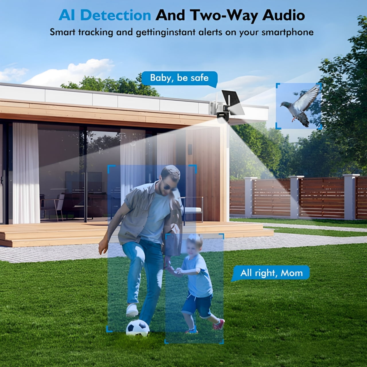 Hawkray Solar Security Camera - 360° Dual Lens,5G/2.4G WIFI,Spotlight/siren Alarm,3mp Color Night Vision,3mp Color Night Vision,IP66 waterproof,8000mAh