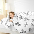 thumbnail image 4 of jejeloiu Cartoon Graffiti Airplane Bedding Comforter Set,Retro Flying Aircraft Theme Twin Comforter Sets,White Gray Bedding Set For Kids,Breathable Home Decor,2pcs, 4 of 8