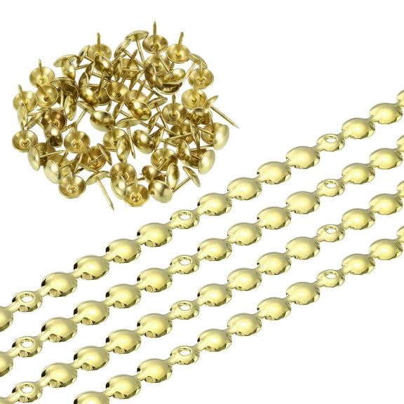 4Pack 4 Meters Glossy Upholstery Tacks Strips, Decorative Nail Trims with Nails for DIY Furniture (Gold)