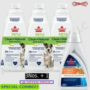 BISSELL PET Clean + Natural Multi-Surface Formula Bundle (3 nos) + 1X Citrus Scented Demineralized Water (32 oz) for Steam Mops (Combo)