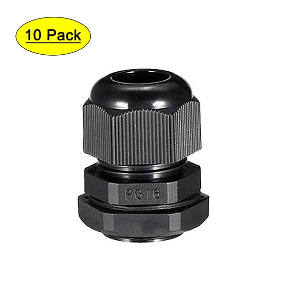 10Pcs PG16 Cable Gland Waterproof Joint Adjustable Black for 7mm-12mm Dia Wire