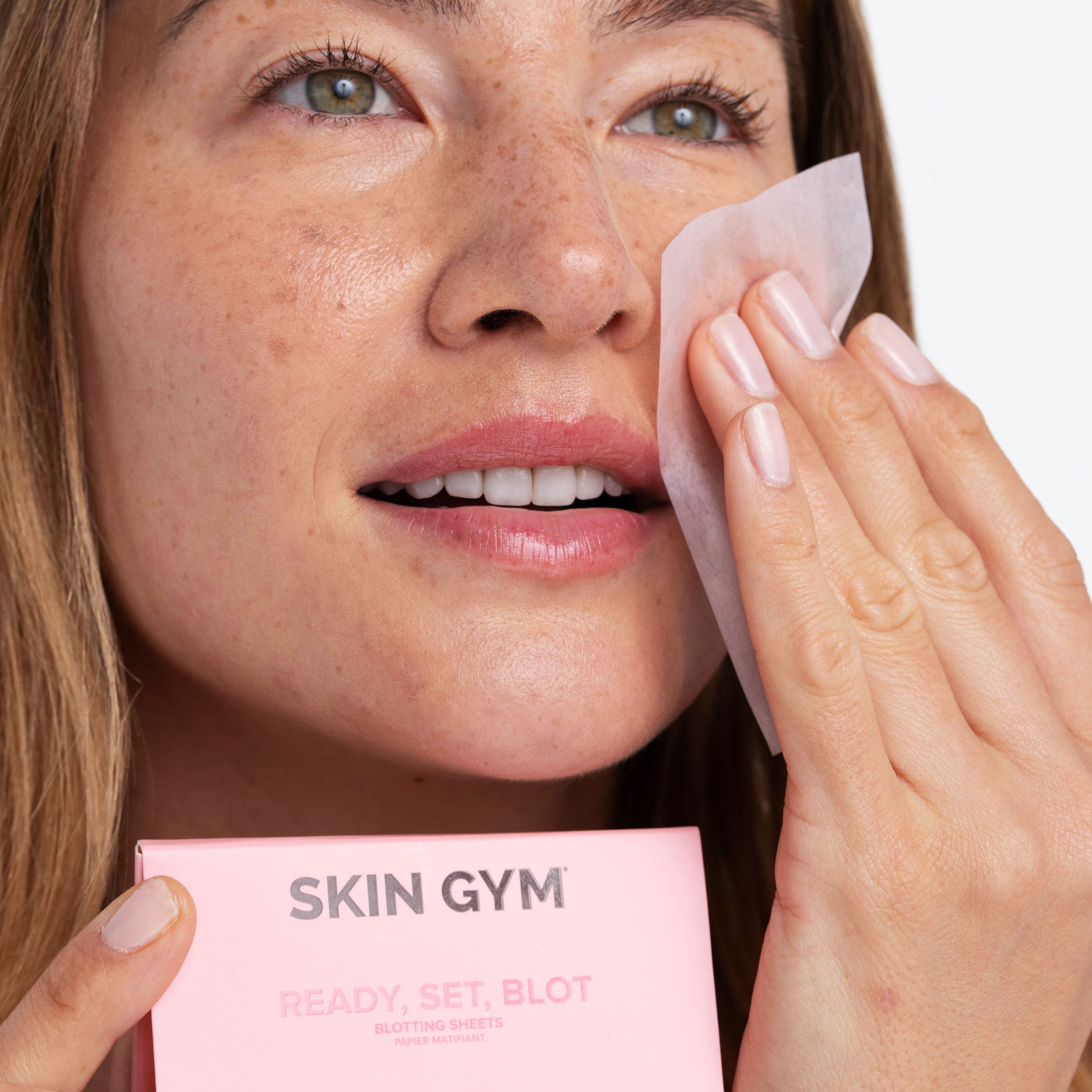 (2 pack) Skin Gym Ready, Set, Blot Pink Blotting Papers 100 Count, Eco-Friendly, Biodegradable, On-the-Go Blotting Papers to Absorb Oil and Shine
