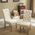 thumbnail image 3 of Button - Tufted Polyester - Covered Solid Wood Dining Chairs, Set of 2, Tan / Meet Daily Dining Needs, 3 of 5