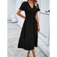 thumbnail image 6 of Yesfashion  Women's 2025 Summer Dress Polka Point Regular Short-Sleeve V-Neck Swing Dresses, 6 of 9