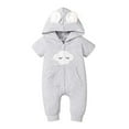 thumbnail image 2 of uublik Toddler Romper Short Sleeve Zipper Hooded Casual Cute Long Romper Gray 12-18 Months, 2 of 5