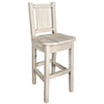 thumbnail image 3 of Homestead Collection Barstool w/ Back, w/ Laser Engraved Bronc Design, Clear Lacquer Finish, 3 of 5