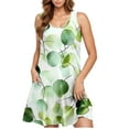 thumbnail image 5 of Viikei Dresses for Women Plus SizeWomen's Casual Plus-size Sleeveless Round Neck Short Floral Dress Green M, 5 of 5