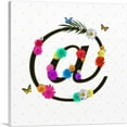 thumbnail image 1 of ARTCANVAS Flower Plant Butterfly Alphabet At Sign Symbol Canvas Art Print - Size: 26" x 26" (1.50" Deep), 1 of 9