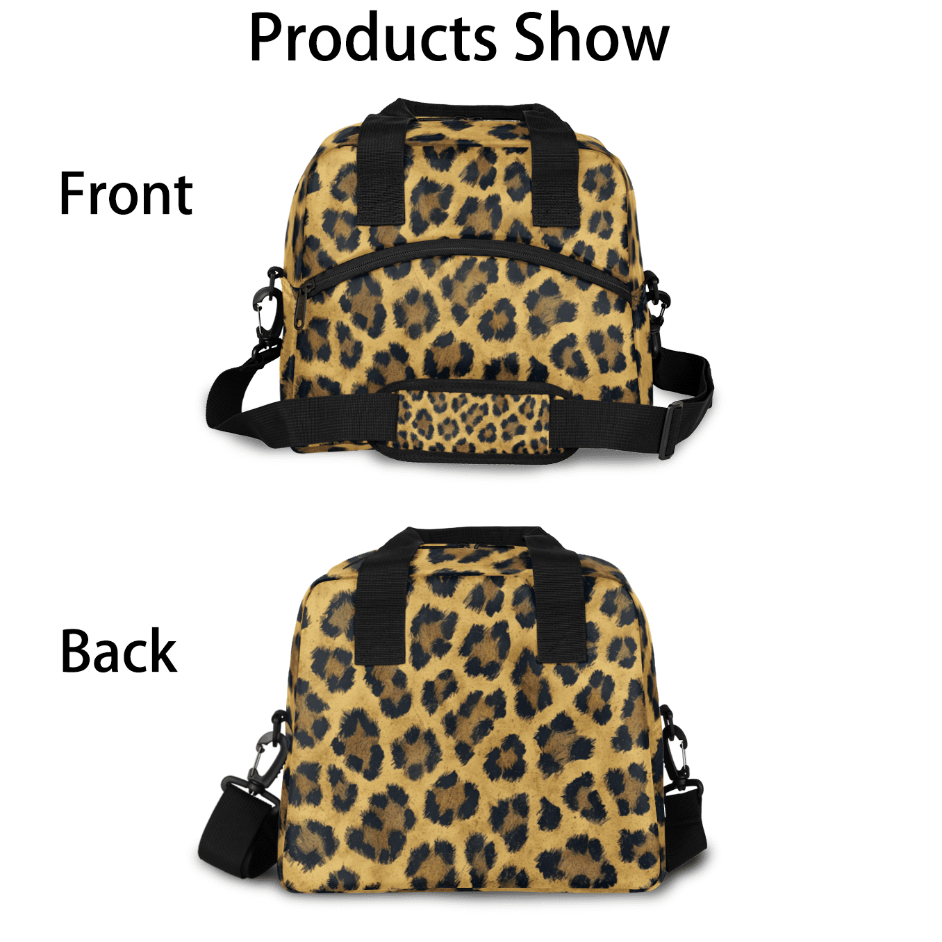 Herdesigns Leopard Insulated Lunch Bag for Women Men Adults Large Reusable Lunch Box Cheetah Print Leakproof Cooler Tote Bags with Adjustable Shoulder Strap