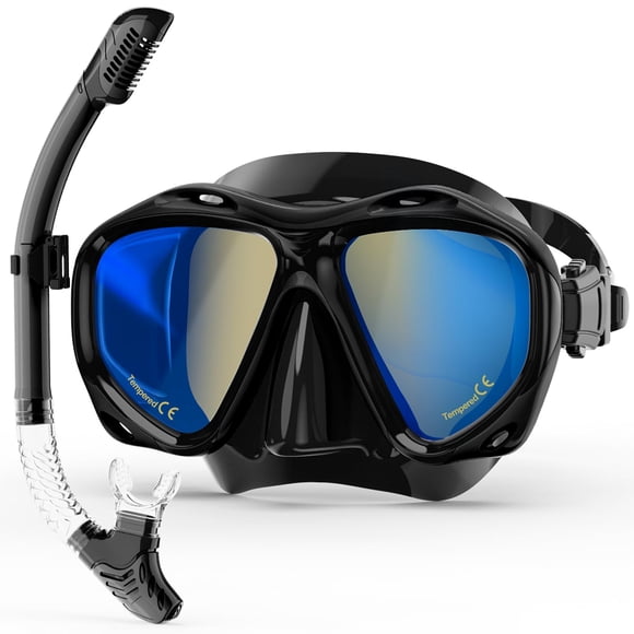 Equipo de Snorkel MELUMILU Conjunto de Snorkel Seco para Adultos Negro