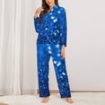 thumbnail image 2 of Kdxio A Blue Glitter Women's Pajama Sets Long Sleeve Button Down Sleepwear Nightwear Soft Pjs Lounge Sets-Medium, 2 of 7