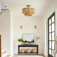 thumbnail image 2 of Boho Light Fixtures Ceiling,15" Bamboo Ceiling Lighting Retro 3-Tier Rattan Flush Mount Ceiling Light for Living Room Bedroom, 2 of 11