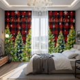 thumbnail image 2 of Green Christmas Tree Blackout Curtains for Bedroom/Living Room, Pinch Pleated Black Out Curtains, Xmas Tree Snowflake Winter Red Plaid Room Darkening Window Drapes with Hooks 2 Panels, 39"x70", 2 of 8