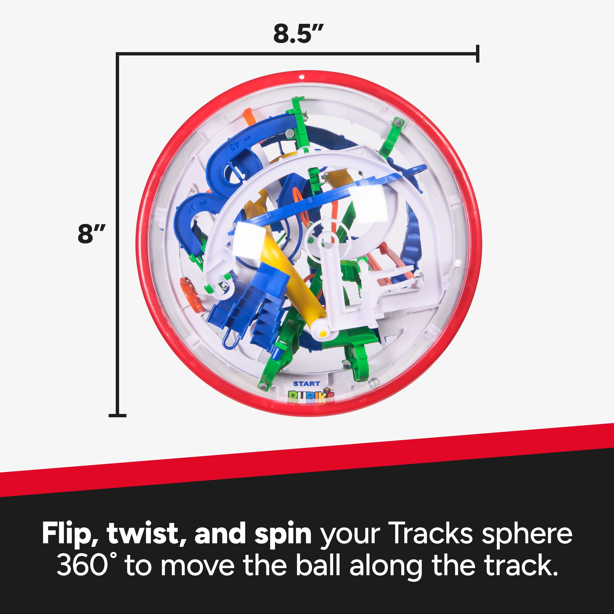 Rubik’s Cube, Rubik’s Tracks 125 3D Gravity Maze & 3D Puzzle Game with 125 Obstacles, Problem-Solving Challenging Brain Teaser Fidget Toy, for Ages 8+