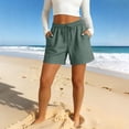 thumbnail image 4 of Causal Shorts for Women Drawstring Elastic High Waist Pleated Shorts Summer Beach Vacation Shorts with Pockets, 3XL, 4 of 6