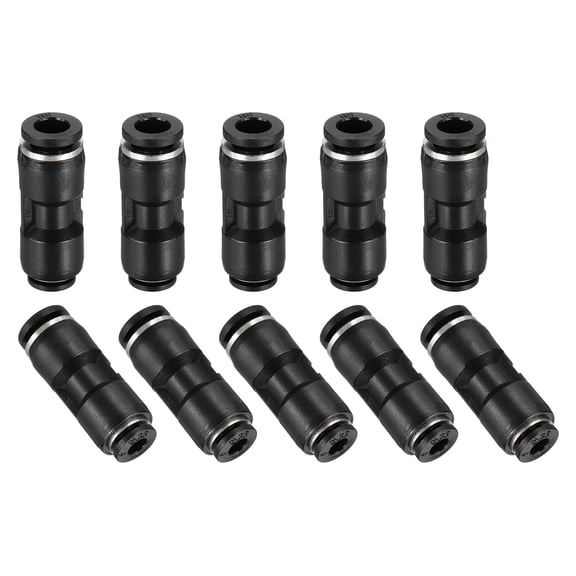 Uxcell 10 Pcs Push to Connect Fittings Reducing 5/32" Tube OD x 1/4" Tube OD Straight Pneumatic Quick Connector, Black