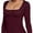 Burgundy, variant on Womens Square Neck T Shirts Long Sleeve Tops Fitted Tees