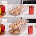 thumbnail image 3 of Sindcom Clear Plastic Egg Holder for Fridge, Automatic Rolling Egg Container for Refrigerator, Stackable 14-Count Eggs Organizer with Removable Inner Tray, Fridge Organizers and Storage, 2Pack, 3 of 6