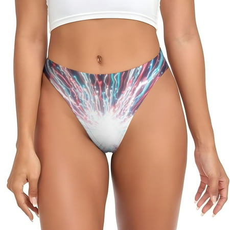 Qokaie Blue Swirl Fireworks Printed Women s Cotton Thong Underwear  Sexy Breathable Panties G-string-X-Large