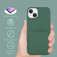 thumbnail image 4 of Compatible with iPhone 15 Plus Case Liquid Silicone Card Holder Soft Screen Protector Wallet Anti Scratch Microfiber Lining Full Body Protection Shell -Blackish Green, 4 of 12