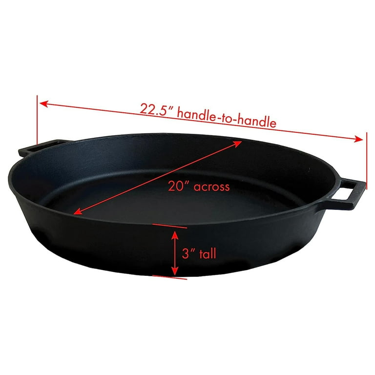  Bayou Classic 20 Inch Jumbo Cast Iron Skillet Features Dual  Helper Handles Deep 3-in Sides Perfect For Breakfast Roast Pan Frying  Sautéing Baking & Large Batch Cooking : Cast Iron
