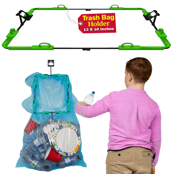 BagEZ Trash Bag Holder 10 x 13 Inch For 10-33 Gallon Bags-Hanging Bin For Waste & Storage