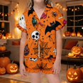thumbnail image 5 of MEZZALL Halloween Kids With Ruffle Short Sleeve Lapel Tie Front Shirts Blouse Tops With Shorts For Girls Soft Comfort Pajama Sets For Nighttime Lounging 2 Piece Sleepwear, 5 of 7