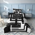 thumbnail image 2 of Homewish Contemporary Grid Twin Duvet Cover, Black White Gray Twin Bedding, Black Reversible, 2 Pieces 1 Duvet Cover and 1 Pillowcase, 2 of 5